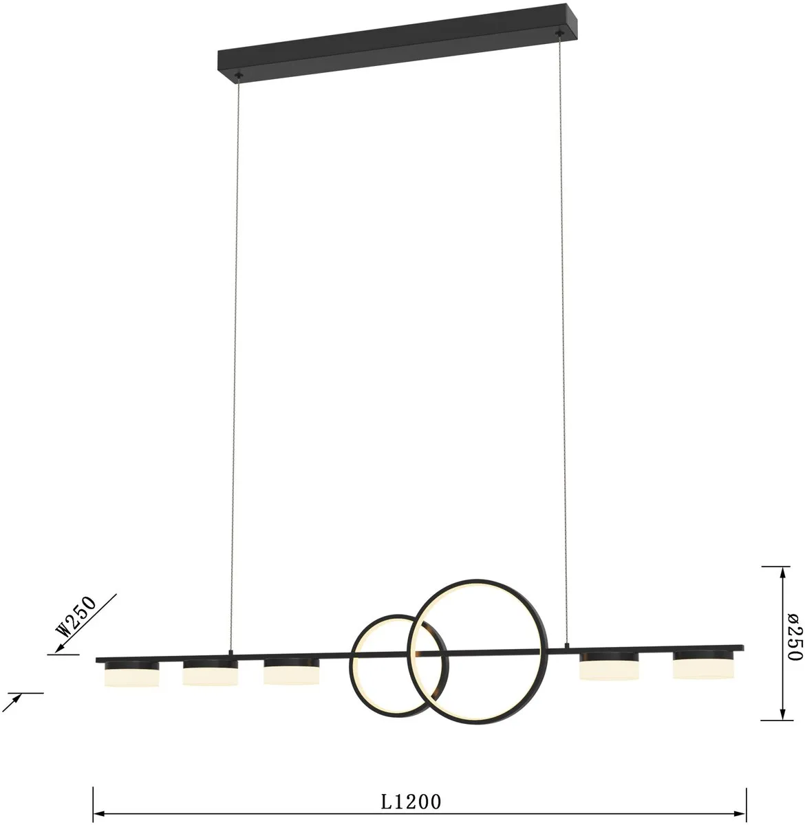 Eglo Messina Hanglamp LED 120cm - Zwart - Dimbaar