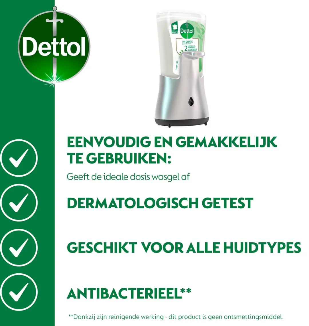 Dettol Automatische Zeepdispenser Rozenwater & Sheaboter 250ml - 3 Stuks