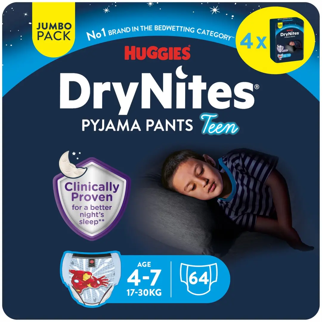 DryNites Luierbroekjes Jongens 4-7jr 17-30kg - 64 Stuks