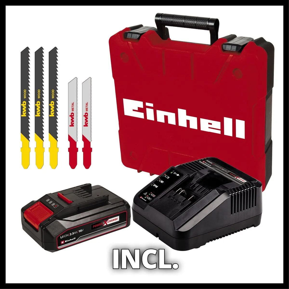 Einhell TC-JS 18 Li Kit Accu Decoupeerzaag - 2500mAh - 5 Zaagbladen
