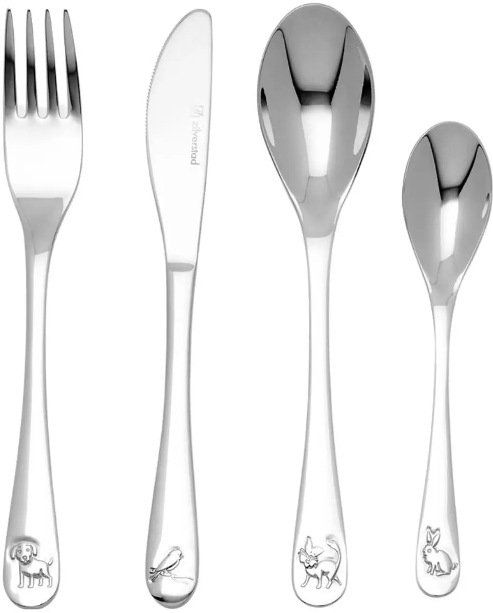 Zilverstad Kinderbestek RVS 4-delig - Zilver