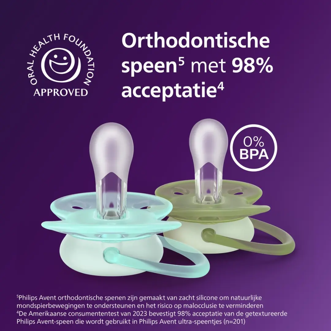 Philips Avent Ultra Soft Glow-in-the-dark Fopspeen - 4 Stuks - Blauw/ Groen