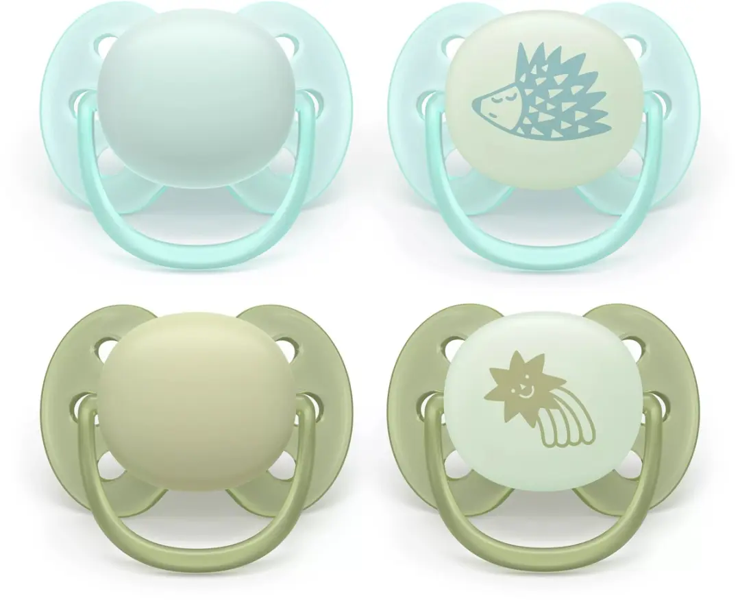 Philips Avent Ultra Soft Glow-in-the-dark Fopspeen - 4 Stuks - Blauw/ Groen