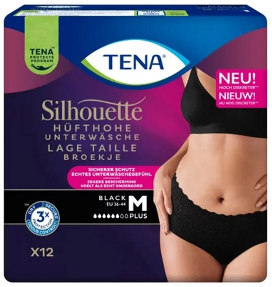 TENA Silhouette Plus L Incontinentieverband - 10 Stuks - Lage taille - Zwart