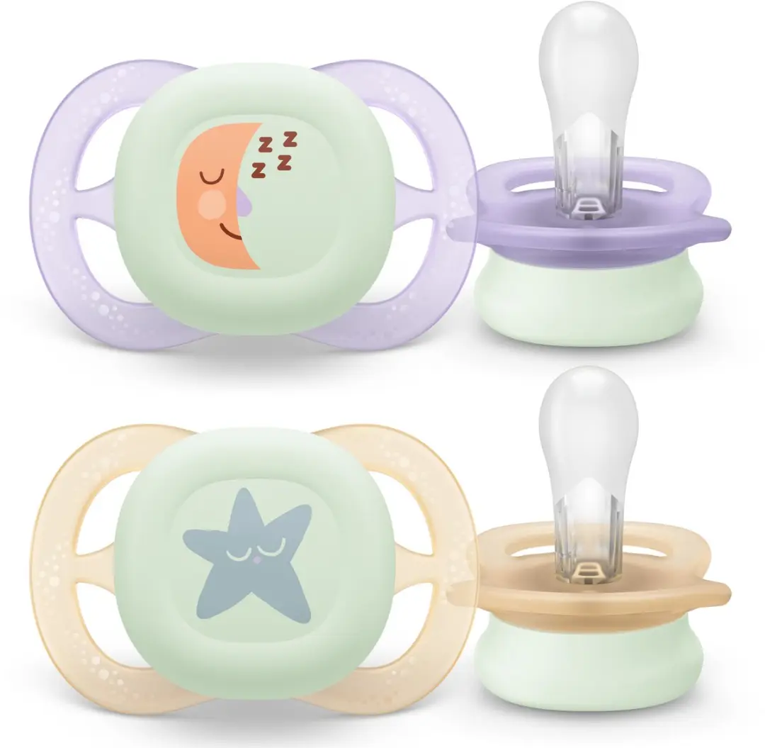 Philips Avent Ultra Start SCF075/17 Fopspeen - 2 Stuks - Glow-in-the-dark