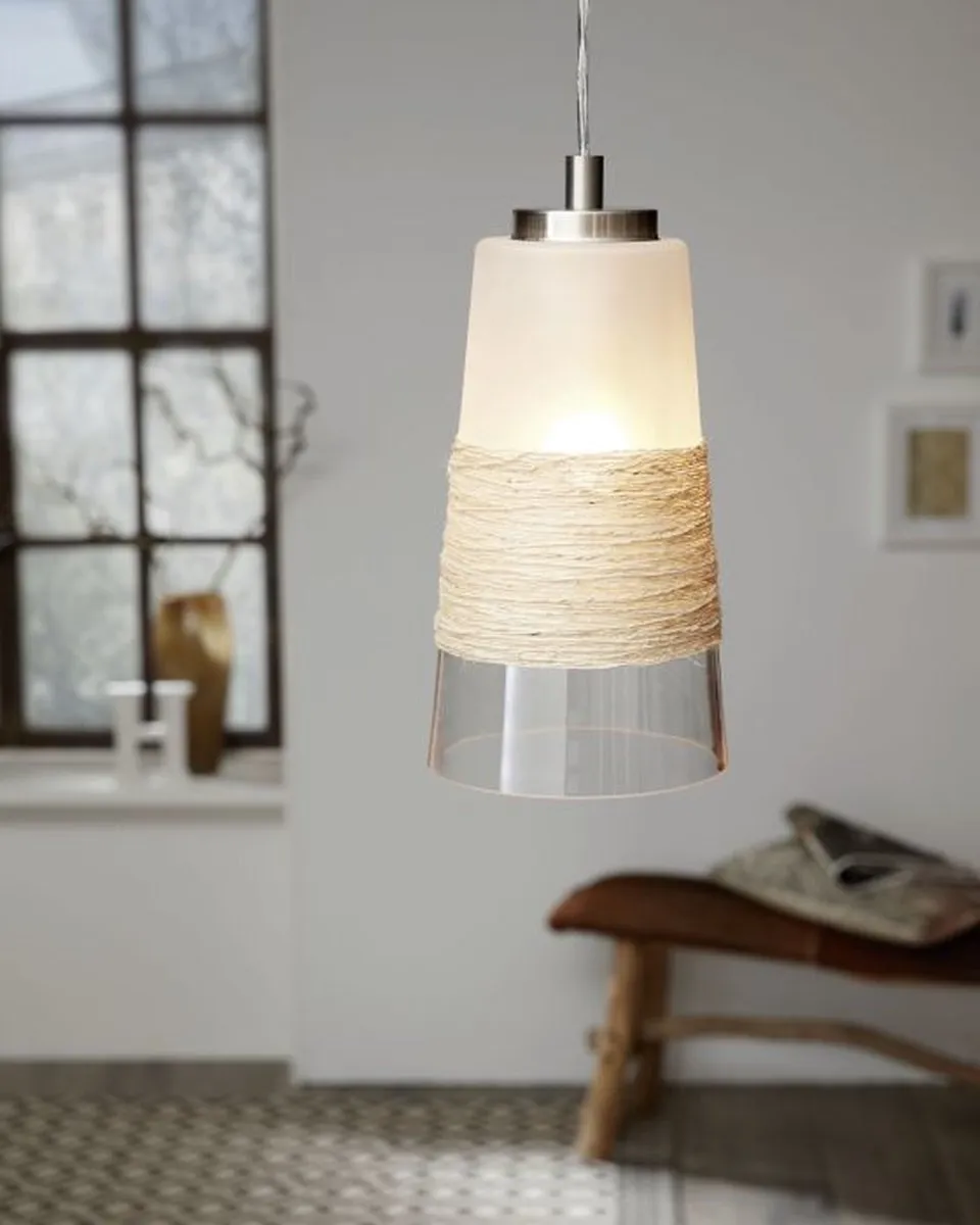 Eglo Burnham Hanglamp - 3x E27 Nikkel/Wit