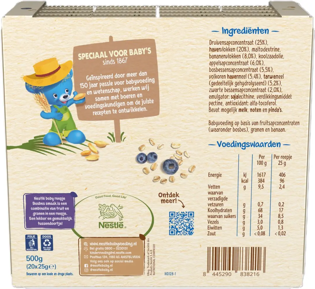 Nestlé Baby Fruitreep Bosbes - 20 Stuks