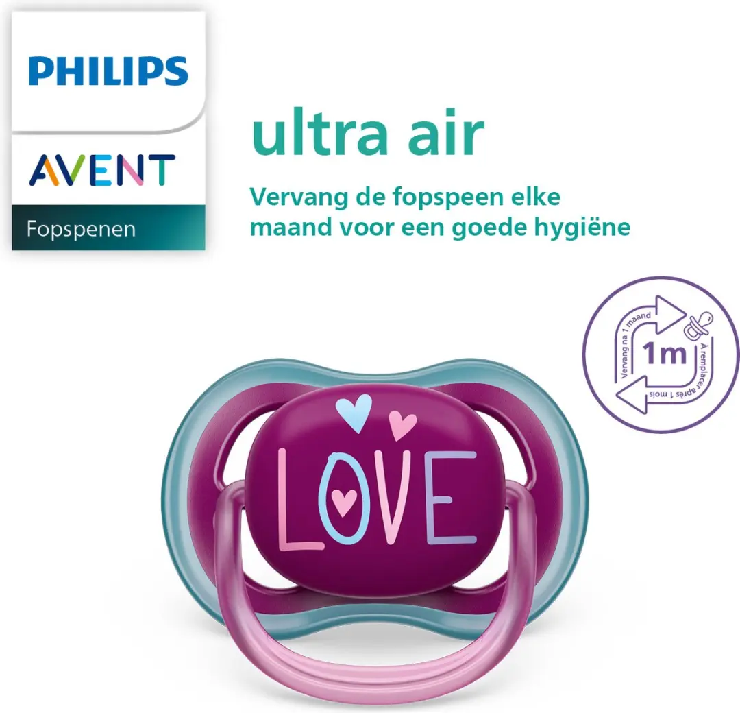 Philips Avent Ultra Air Fopspeen SCF349/22 - 2 Stuks - Donkerblauw/Paars