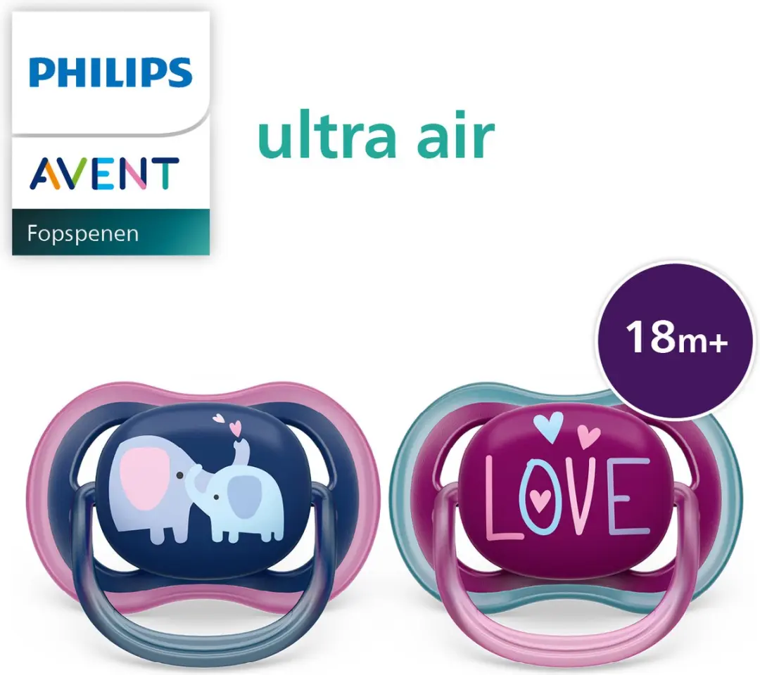 Philips Avent Ultra Air Fopspeen SCF349/22 - 2 Stuks - Donkerblauw/Paars
