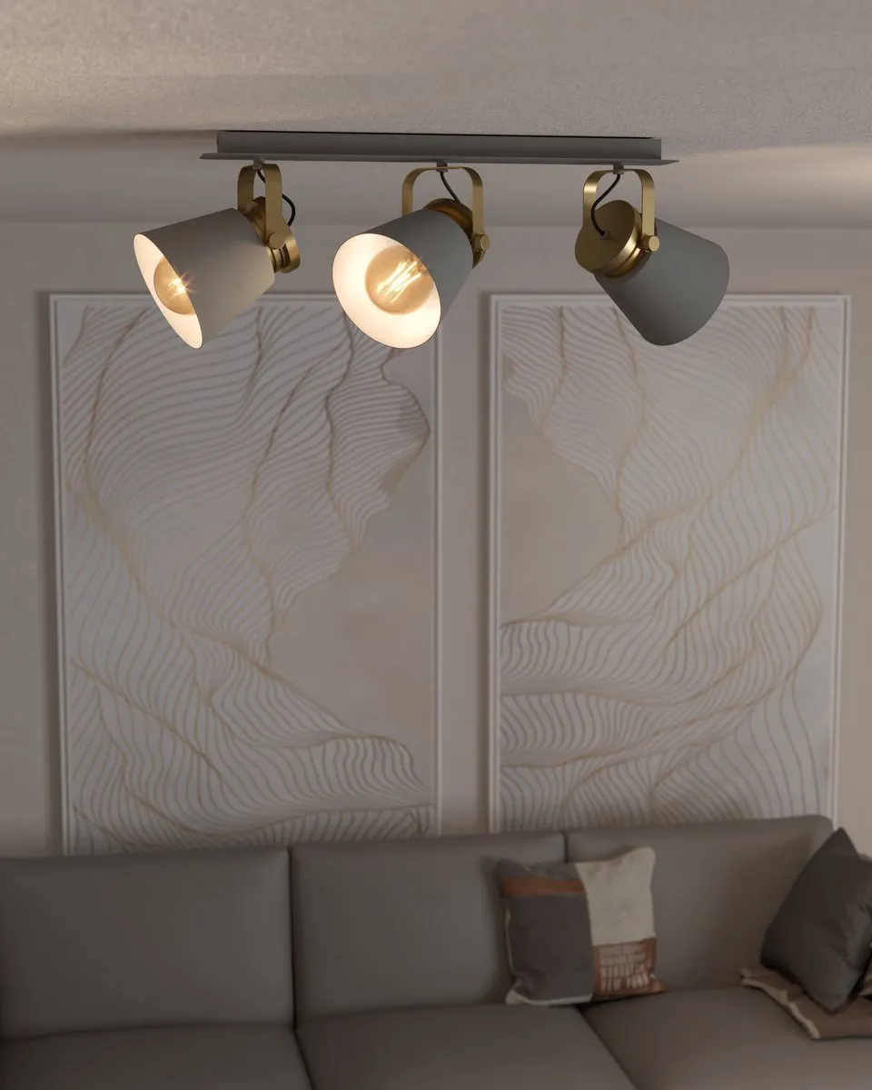 Eglo Twicken Spot E27 - 3 Lichtpunten 59cm - Grijs/Goud
