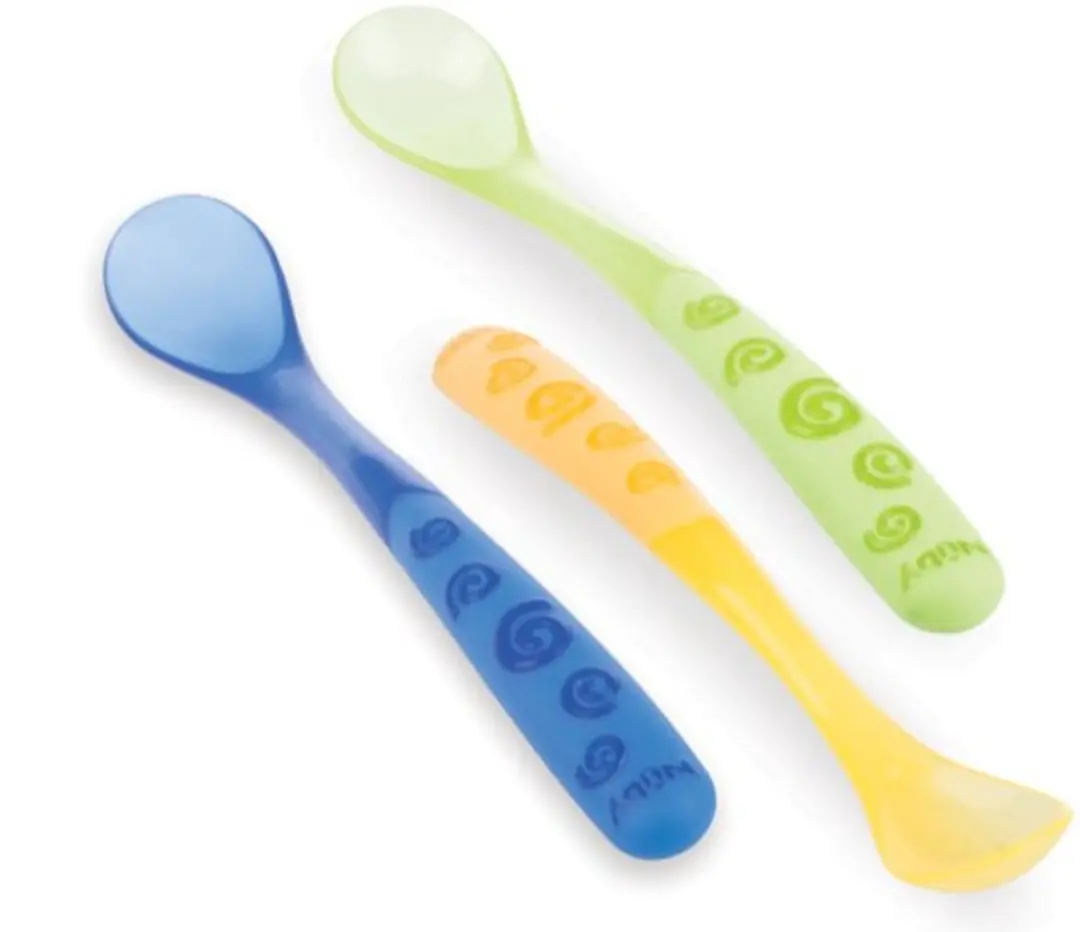 Nûby Lange Babylepels - 3 Stuks - Geel/Blauw/ Groen