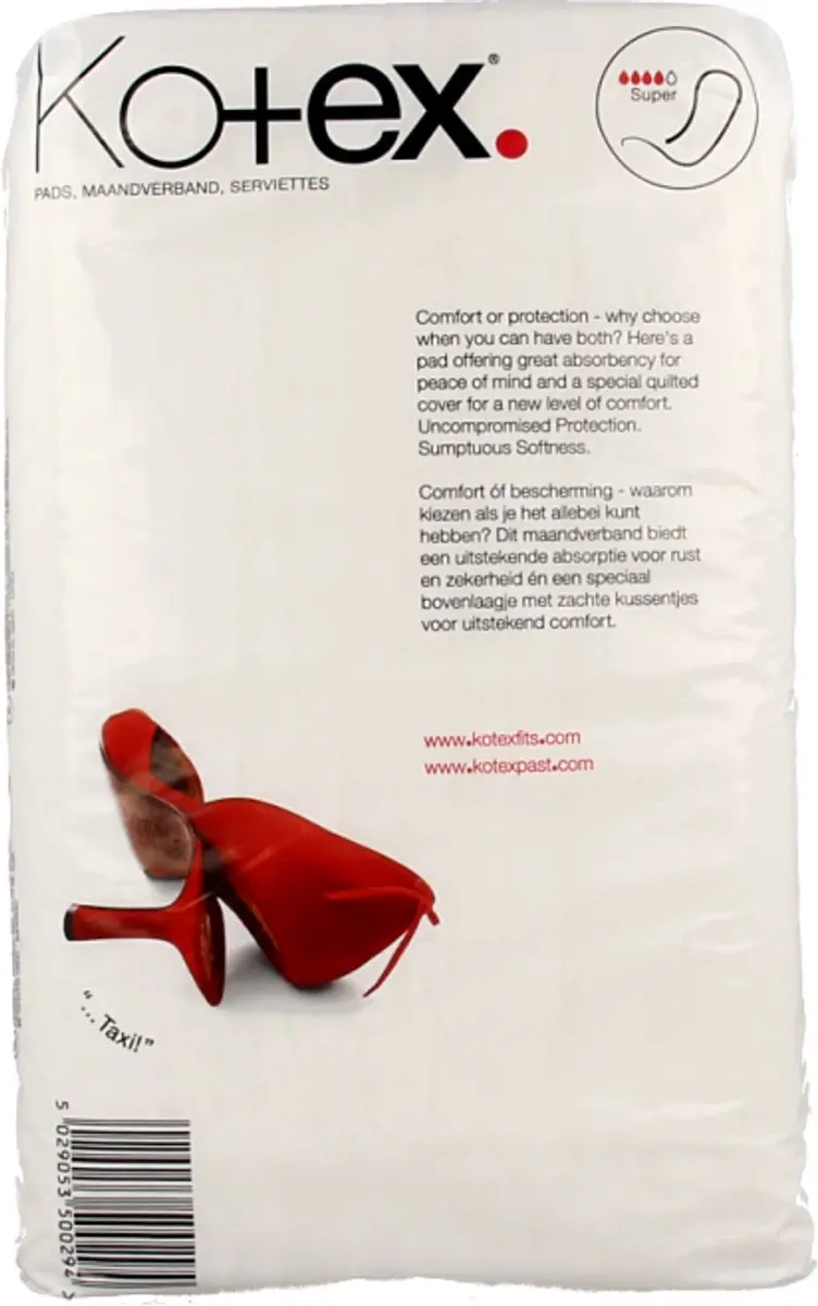 Kotex Maxi Maandverband Super - 16 Stuks - Rood/Wit