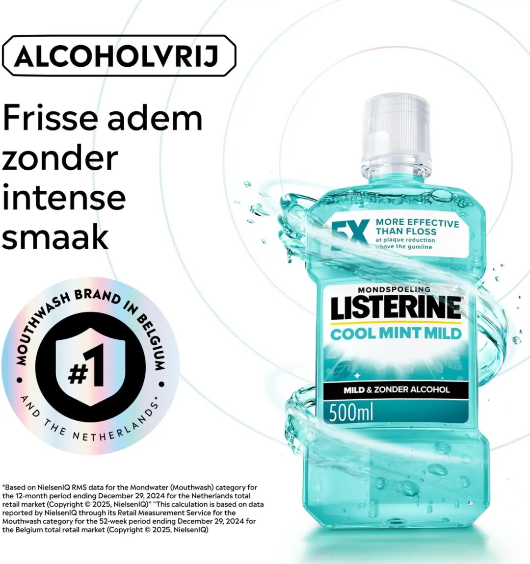 Listerine Cool Mint Mondwater Alcoholvrij 500ml - afbeelding 6 van 6