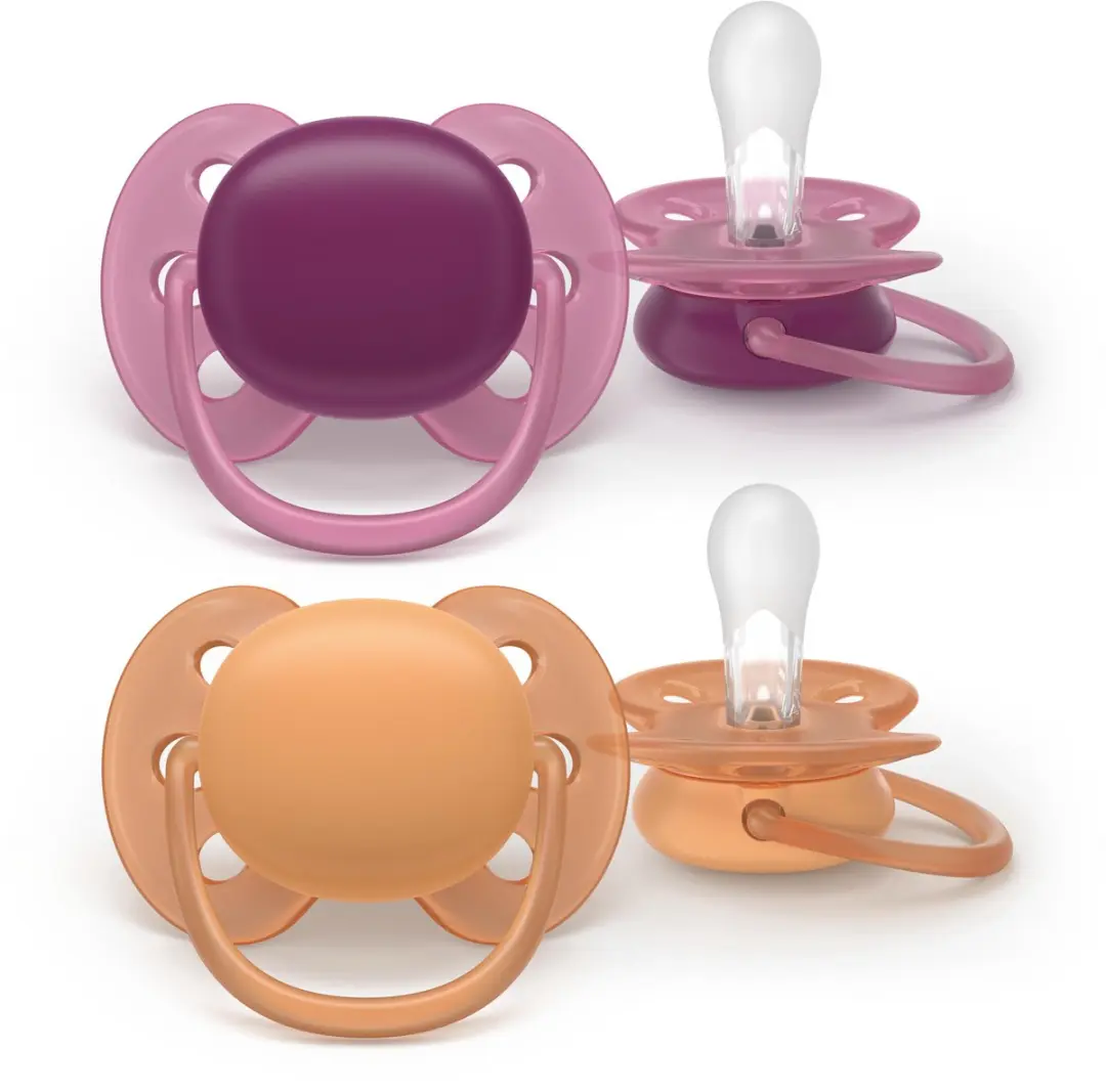 Philips Avent Ultra Soft SCF093/03 Fopspenen - 2 Stuks Roze & Oranje