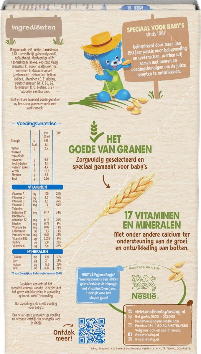 Nestlé PyjamaPapje Vanille - 4 Doosjes (3x250ml)