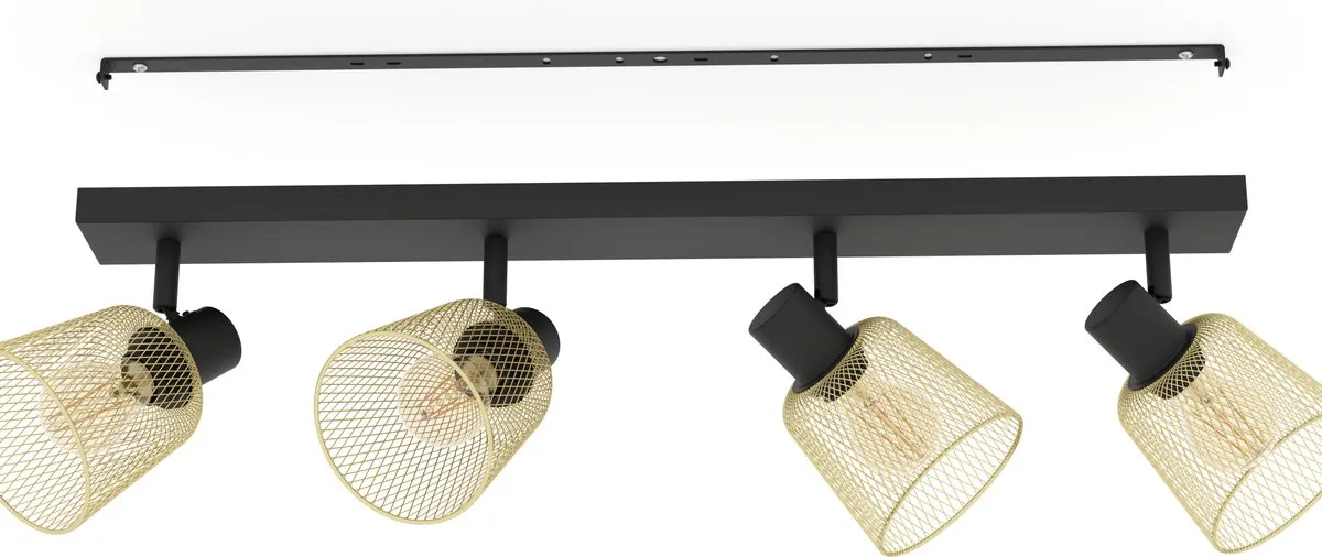 Eglo Coslada Spot - 4x E27 - 79cm - Zwart/Goud