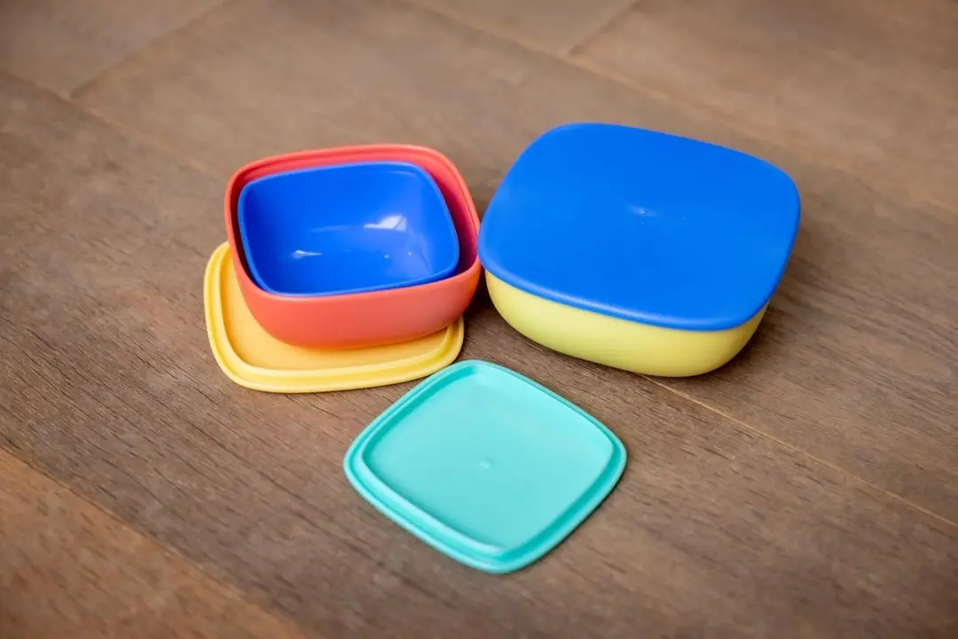 Nûby Stapelbare Bewaardoosjes Set 3 Stuks - 230/350/590ml - Rood/Geel/Blauw