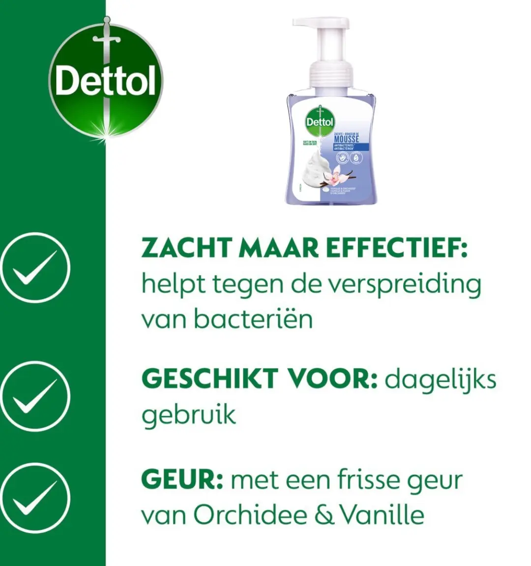 Dettol Handzeep Zachte Mousse Orchidee & Vanille 250ml - 12 Stuks
