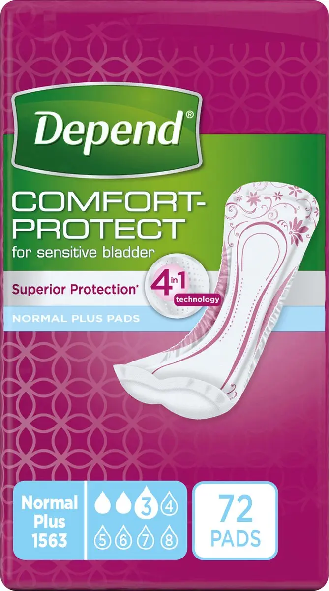 Depend Normal Plus Incontinentieverband M - 72 Stuks