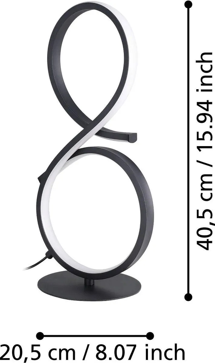 Eglo Serpins LED Tafellamp 40,5cm - Zwart/Wit - afbeelding 6 van 6