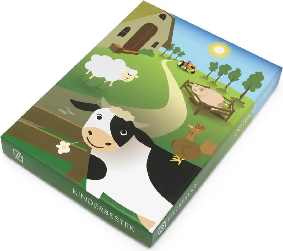 Zilverstad Kinderbestek Boerderijdieren 4-delig - Zilver