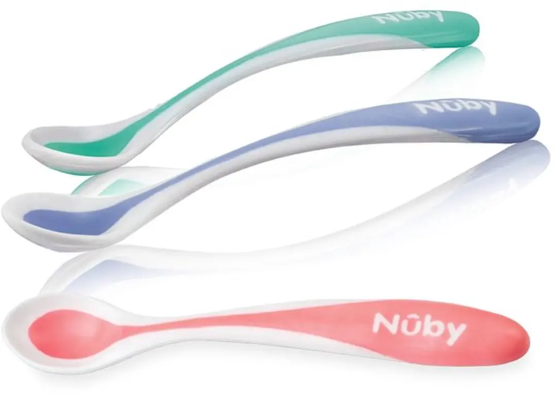 Nûby Warmtegevoelige Lepels 22,2cm - 4 Stuks - Blauw/Wit