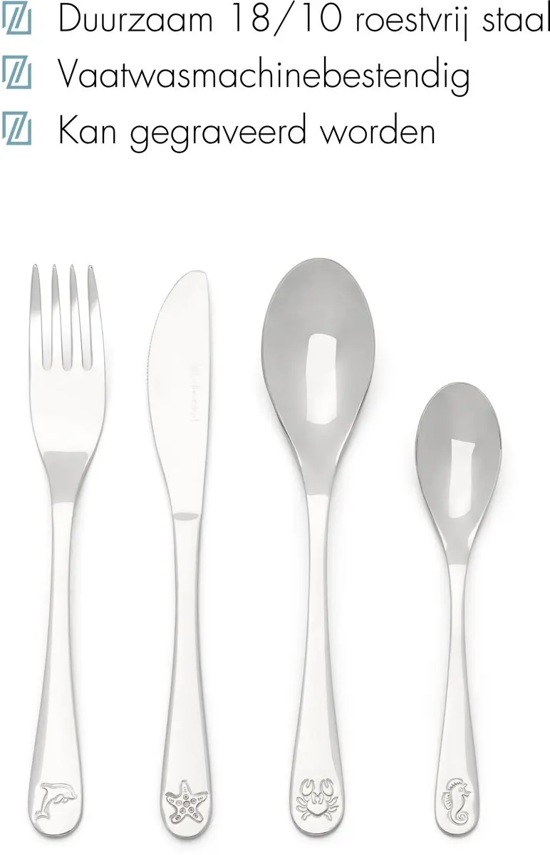 Zilverstad Kinderbestek Zeedieren RVS 4-delig - 4 Stuks