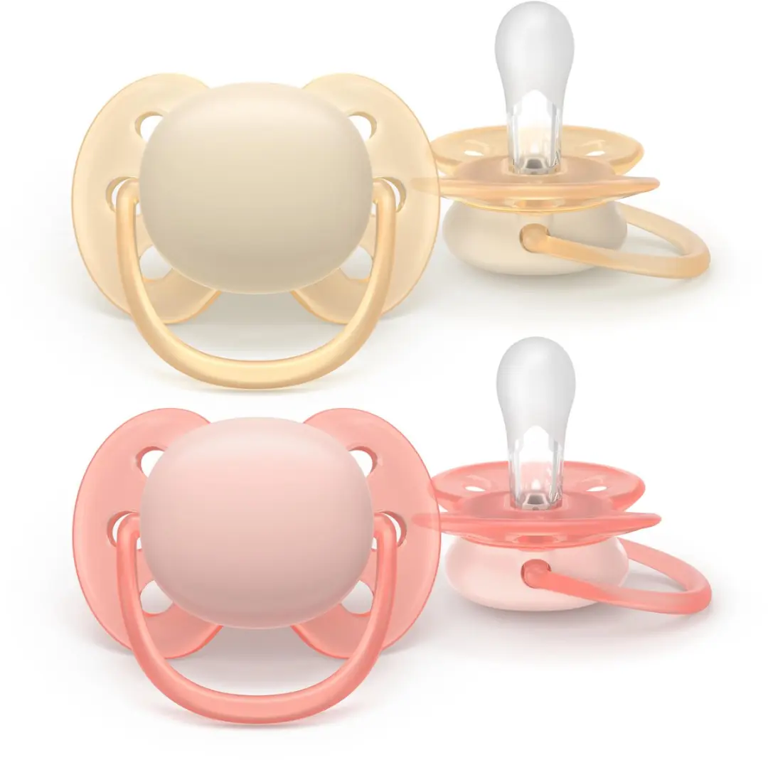 Philips Avent Ultra Soft SCF091/38 Fopspenen - 2 Stuks - Beige & Pink