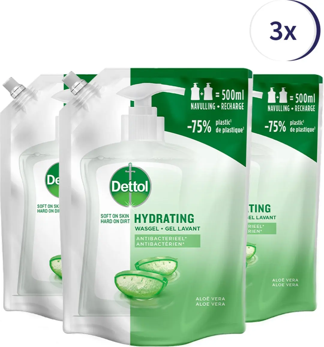 Dettol Refill Hydraterende Aloë Vera 500ml - 3 Stuks