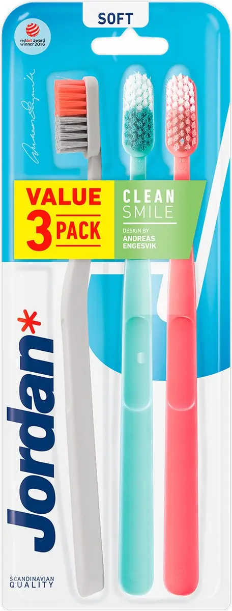 Jordan Clean Smile Soft Tandenborstels - 3 Stuks