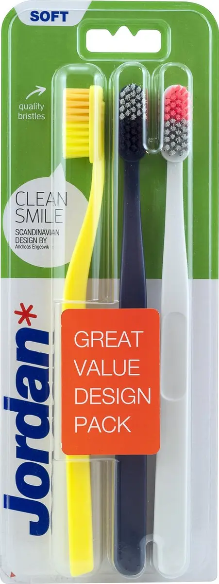 Jordan Clean Smile Soft Tandenborstels - 3 Stuks