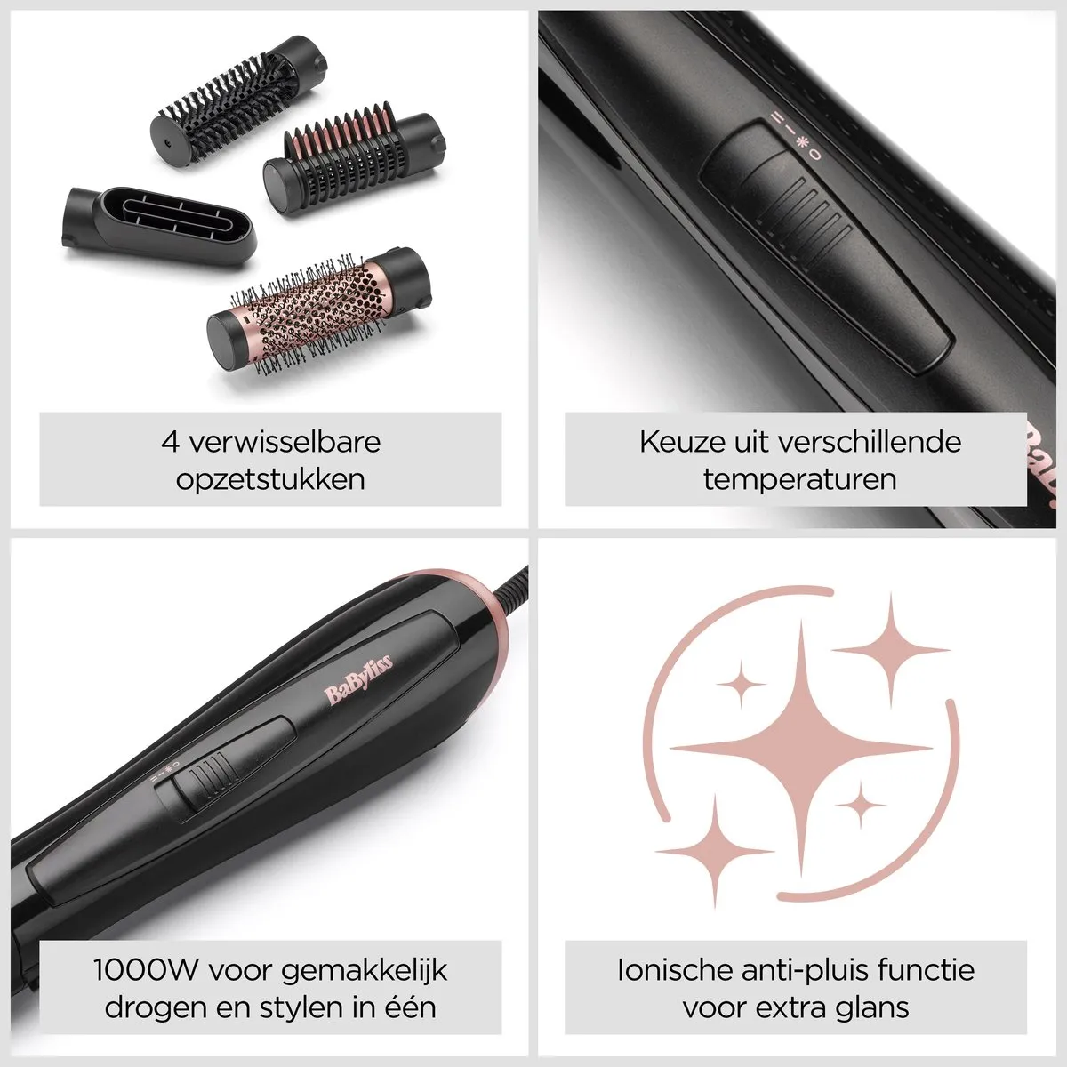 Babyliss Perfect Finish AS126E Airstyler - 1000W - 38mm Krulborstel - Zwart