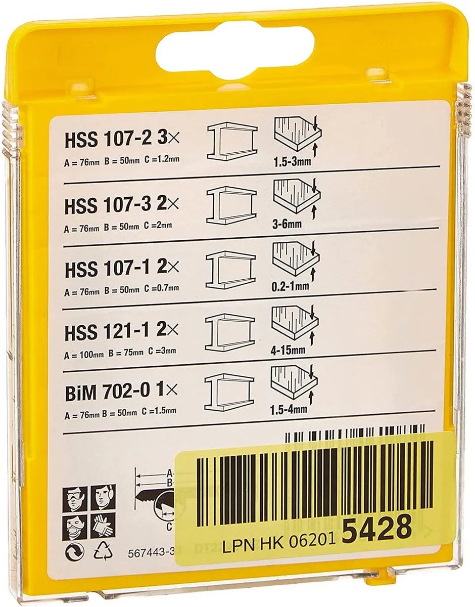 DeWalt DT2292 Decoupeerzaagbladen 10-delig - Metaal