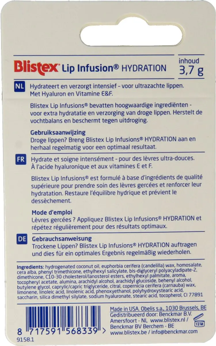 Blistex Lip Infusion Lipbalsem 3.7g - Blauw