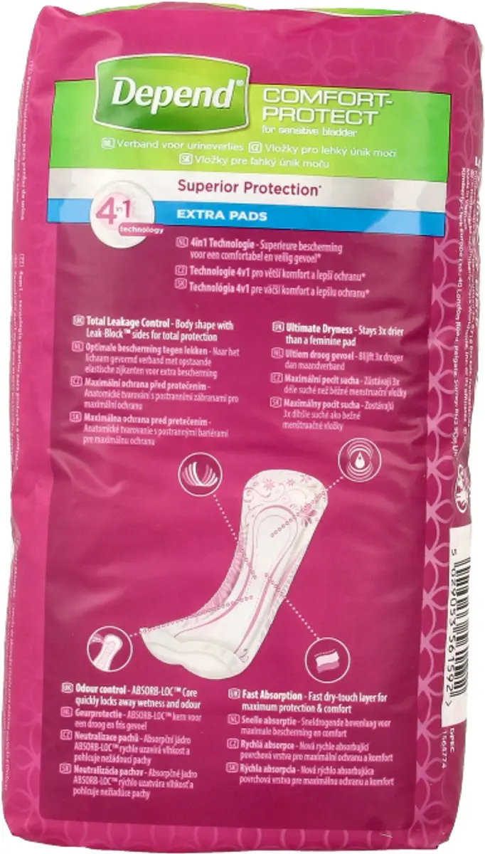 Depend Incontinentieverband Extra M - 10 Stuks - afbeelding 6 van 6