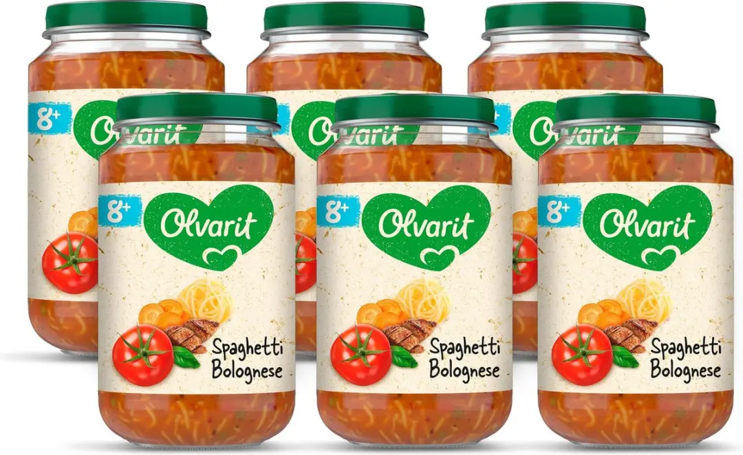 Olvarit Babymaaltijd Spaghetti Bolognese 6x200g