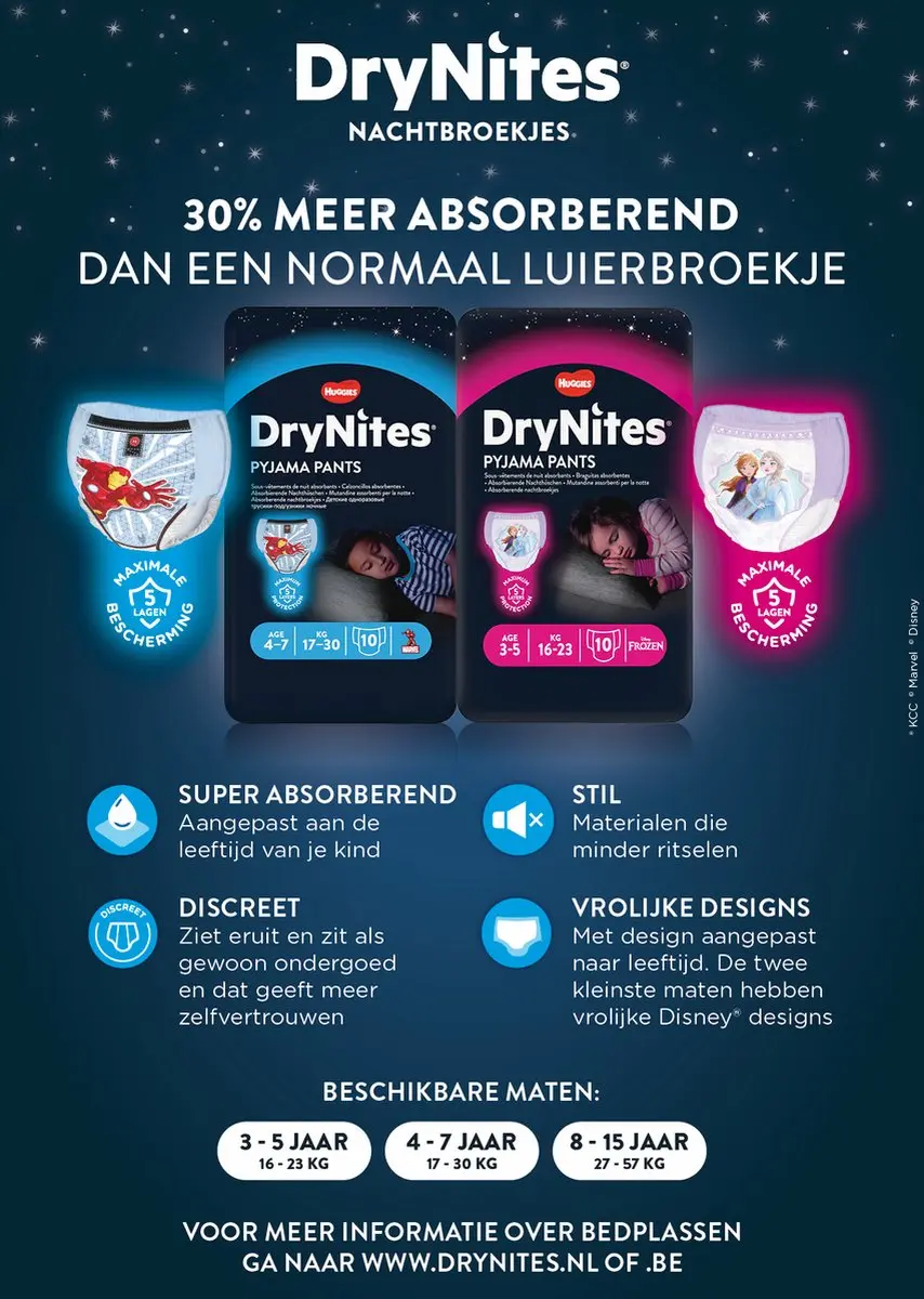DryNites Luierbroekjes Jongens 3-5 jaar - 16 Stuks