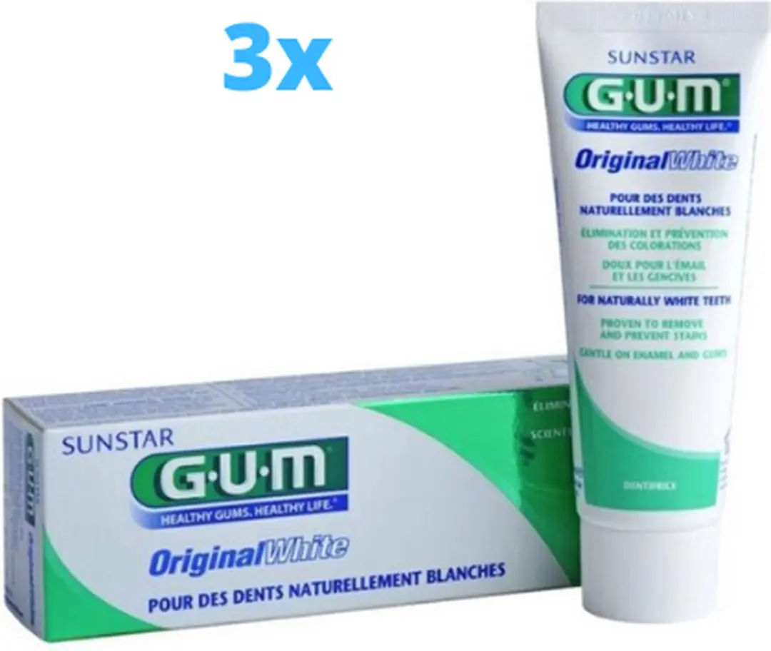 GUM Tandpasta Original White 75ml - 3 Stuks