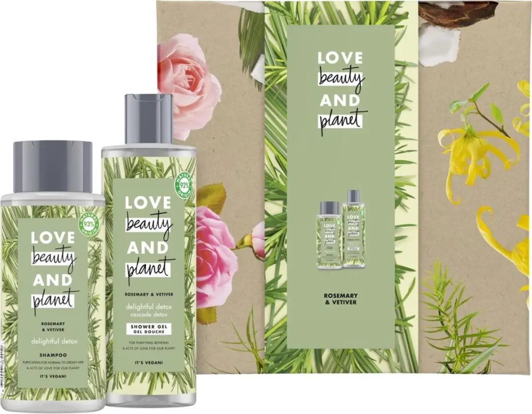 Love Beauty and Planet Rosemary & Vetiver Geschenkset - Douchegel & Shampoo 800ml