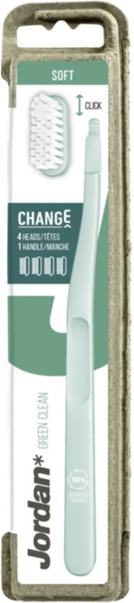 Jordan Green Clean Change Tandenborstel Soft - 4 Stuks Roze