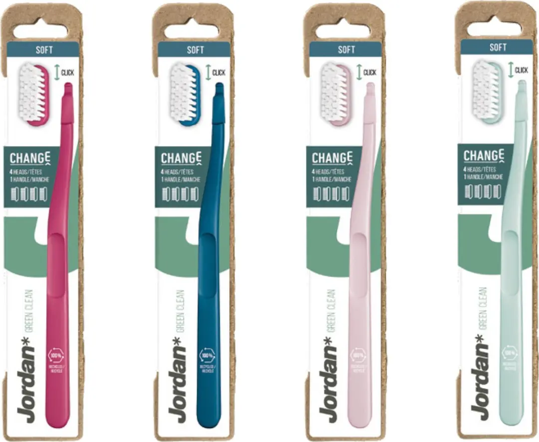 Jordan Green Clean Change Tandenborstel Soft - 4 Stuks Roze