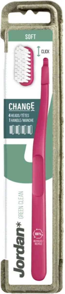 Jordan Green Clean Change Tandenborstel Soft - 4 Stuks Roze