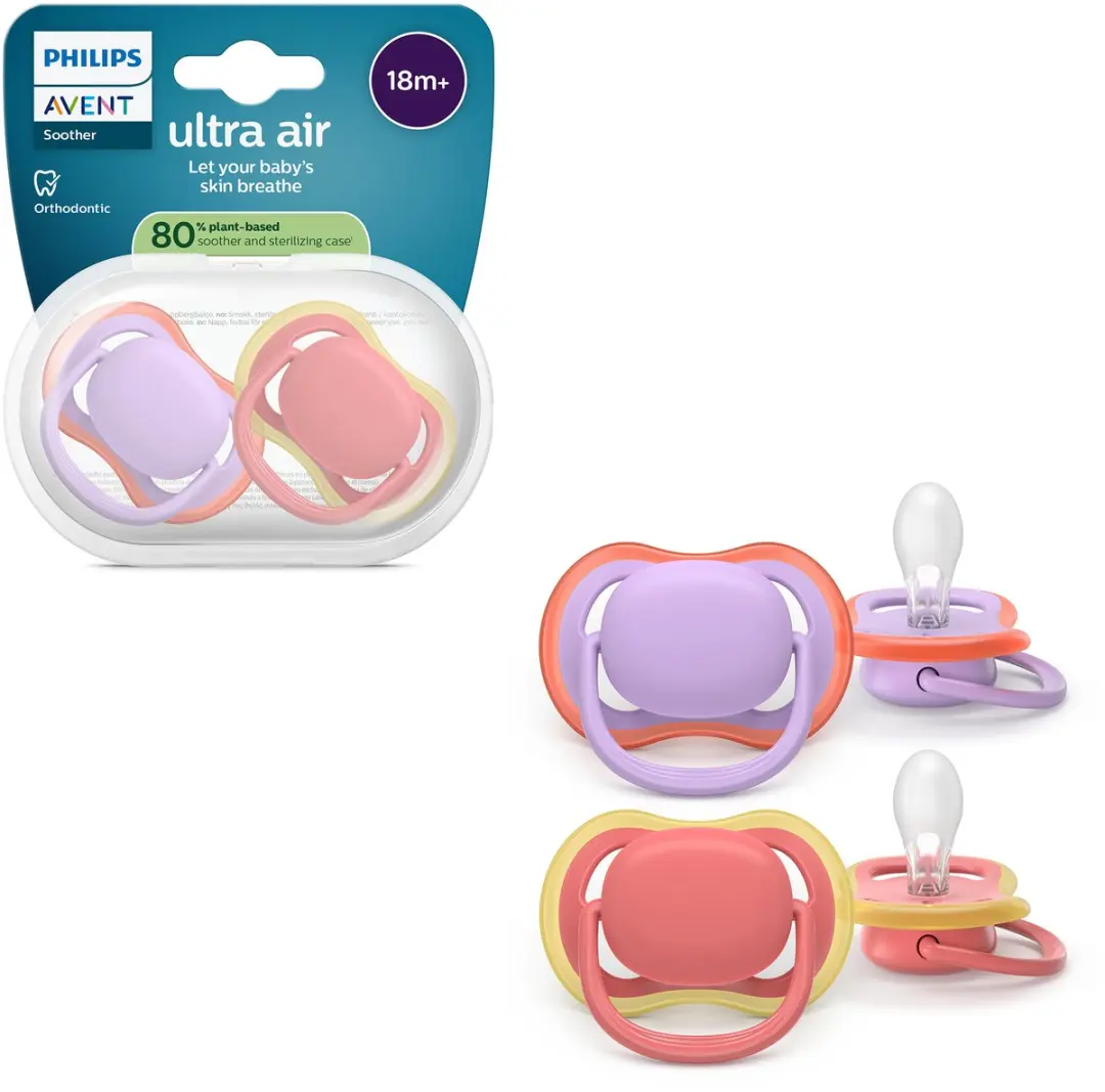 Philips Avent Ultra Air Fopspeen SCF349/46 - 2 Stuks - Roze/Rood