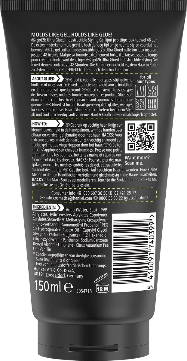 Got2b Ultra Glued Gel Extreme Hold 900ml - 6x150ml
