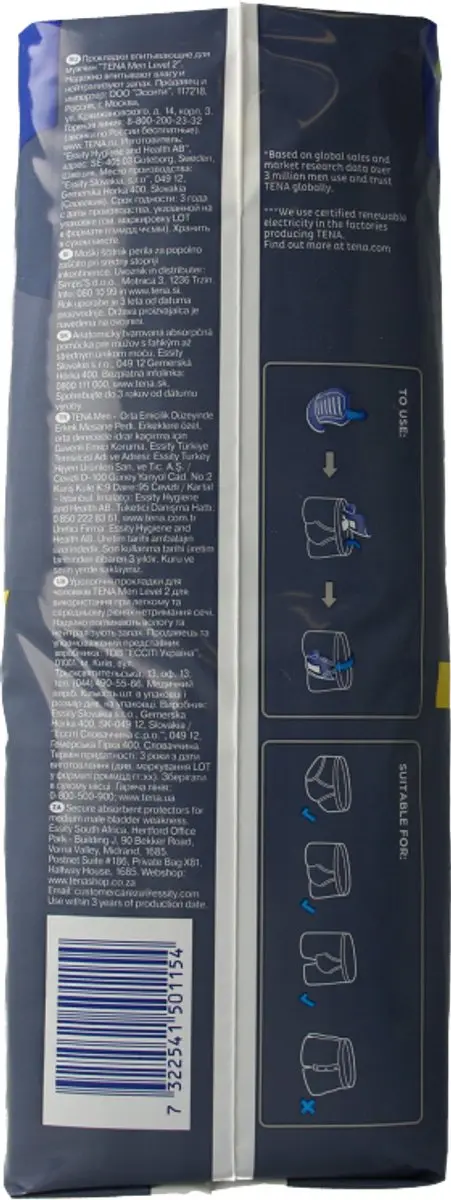 TENA Men Level 2 Absorberende Inlegkruisjes M - 20 Stuks - afbeelding 6 van 6