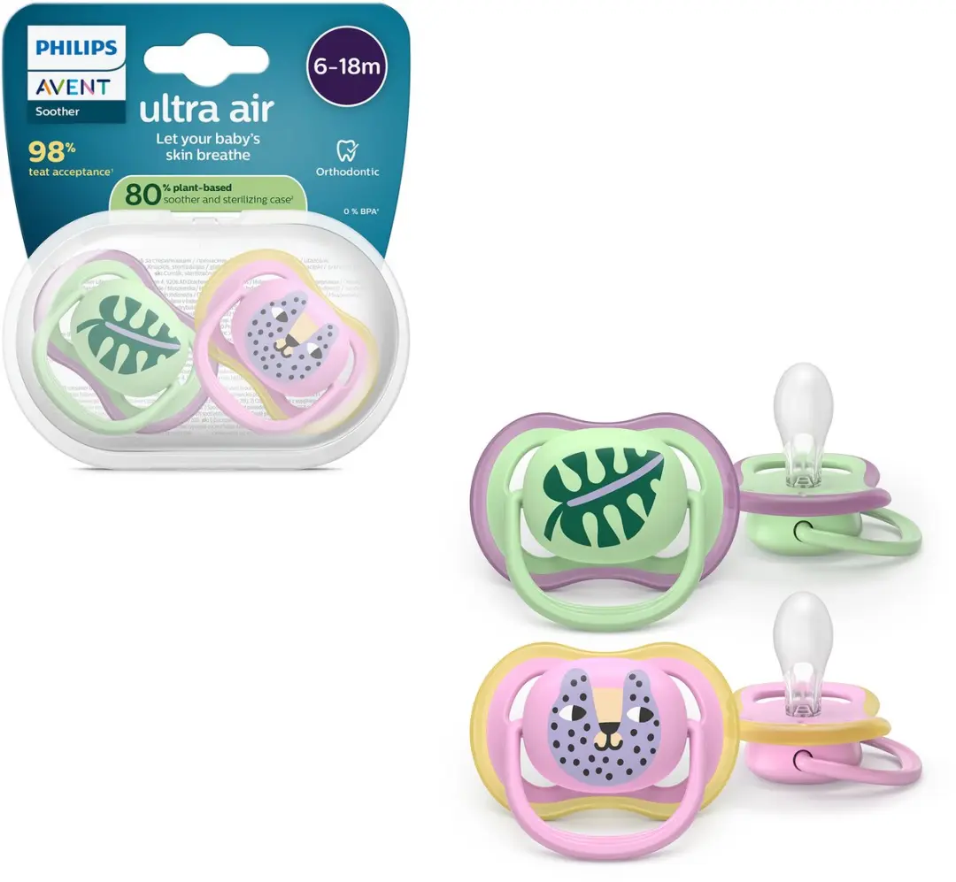 Philips Avent Ultra Air Fopspeen SCF087/13 - 2 Stuks - Groen Roze