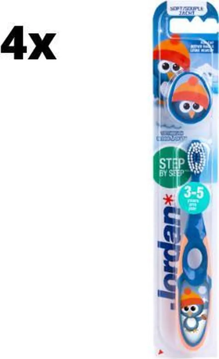 Jordan Tandenborstel Step By Step 3-5 jaar - Blauw/Groen - 4 Stuks