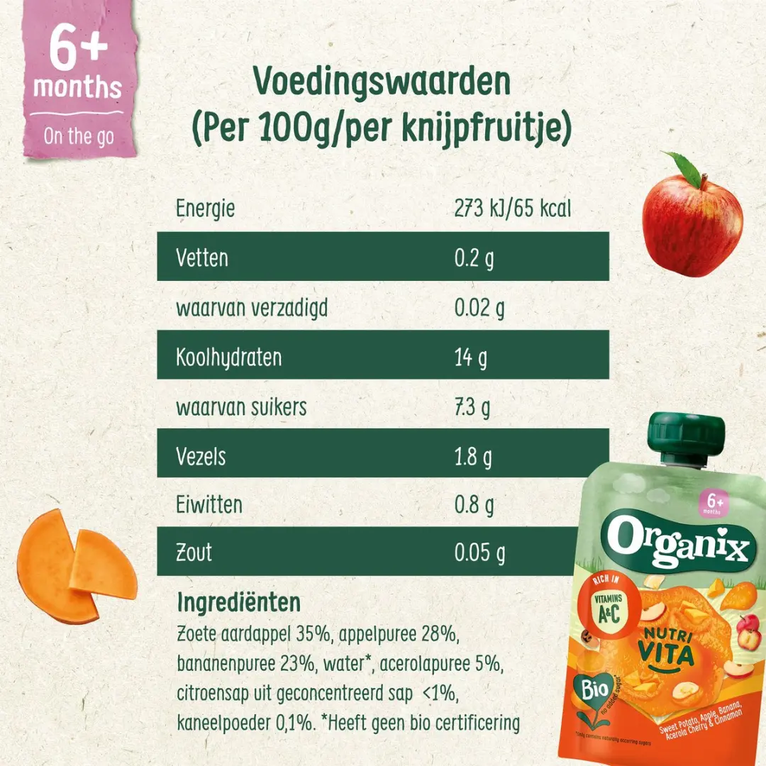 Organix Knijpfruit Box 24x100g - 2 Smaken