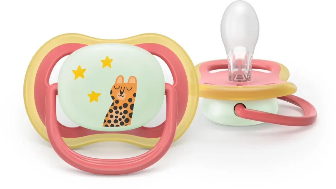 Philips Avent Ultra Air Night Fopspeen SCF376/33 - 2 Stuks - Roze/Oranje