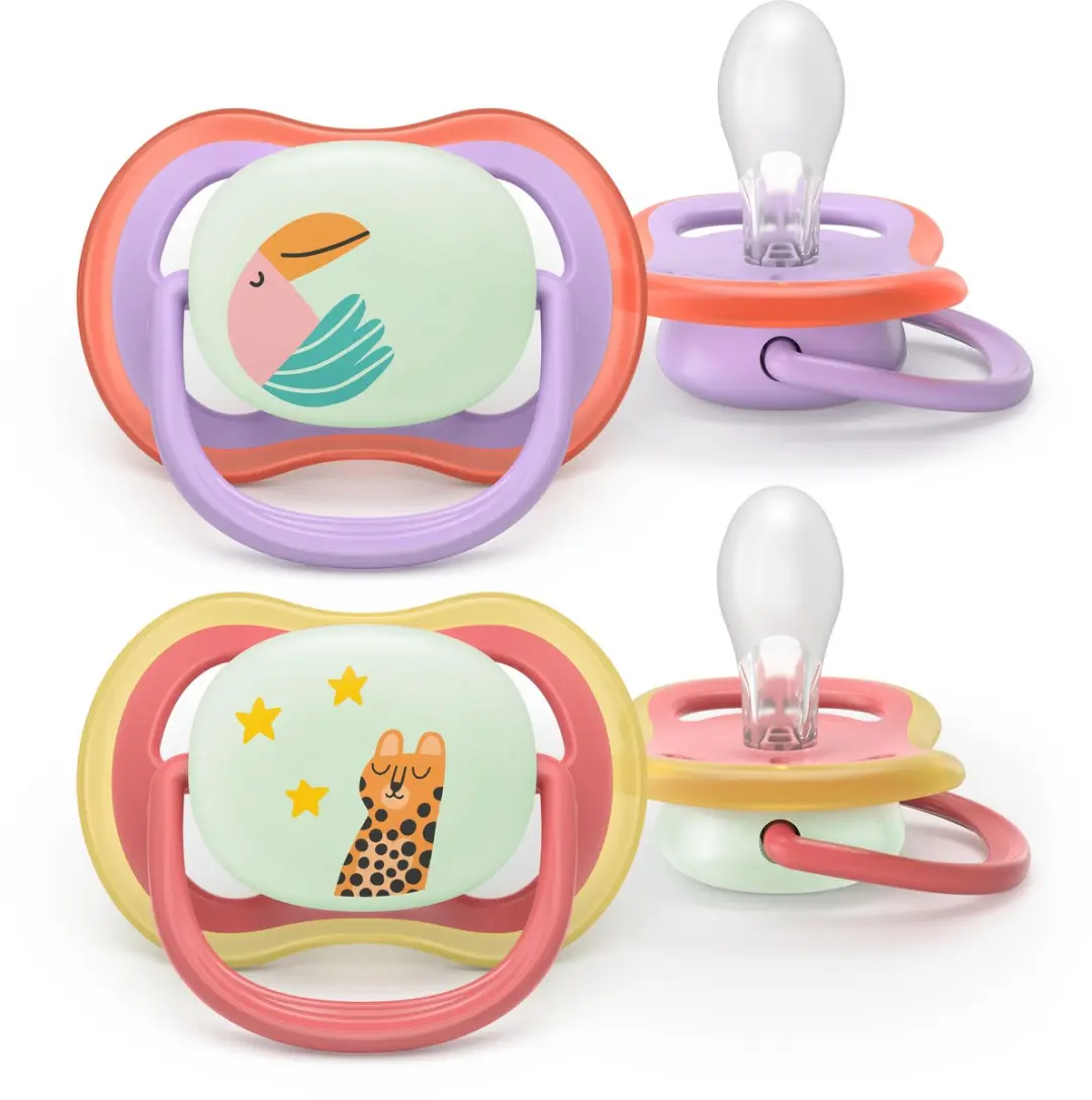 Philips Avent Ultra Air Night Fopspeen SCF376/33 - 2 Stuks - Roze/Oranje